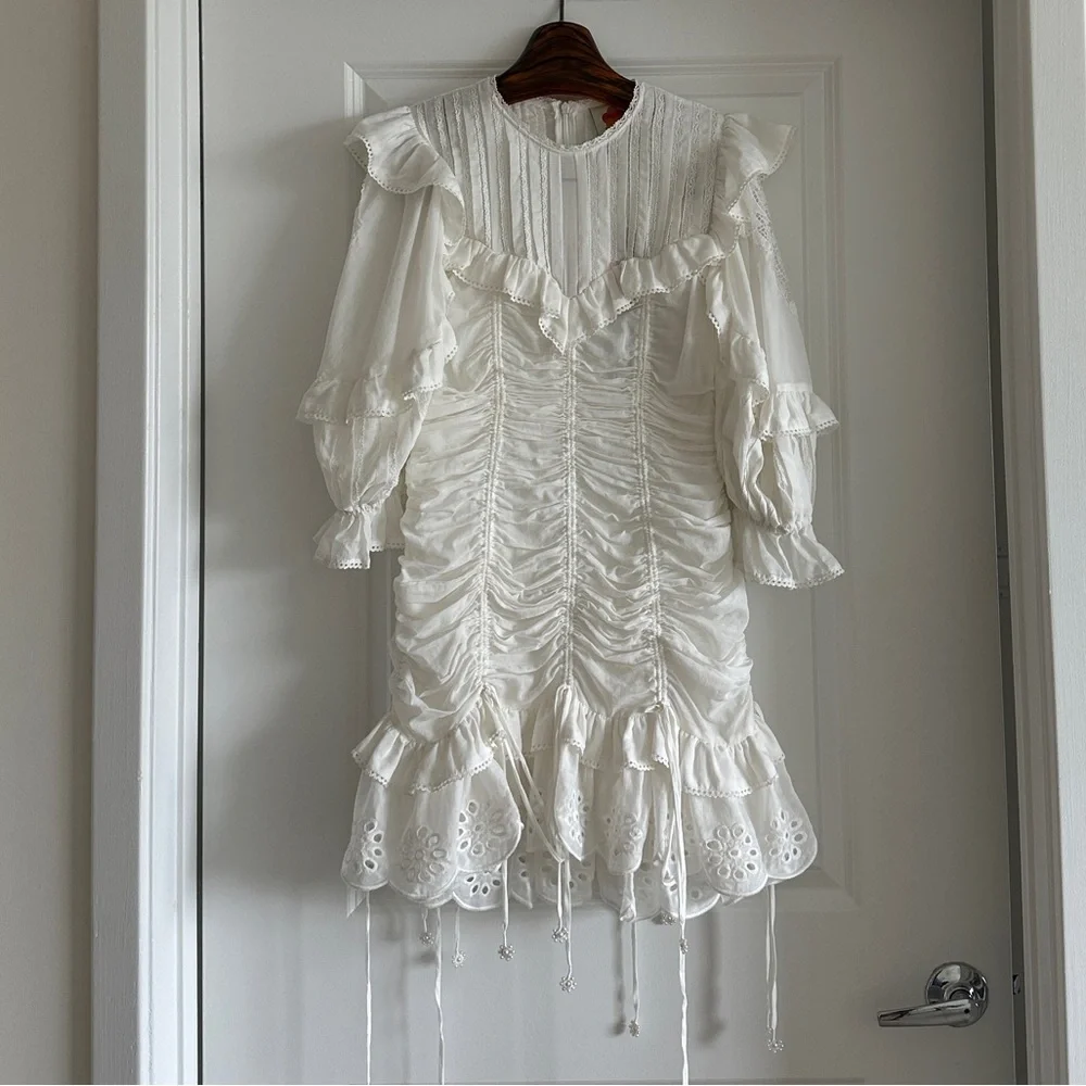 FARM Rio Cream Ruffled Eyelet Mini Dress - Picture 5 of 10